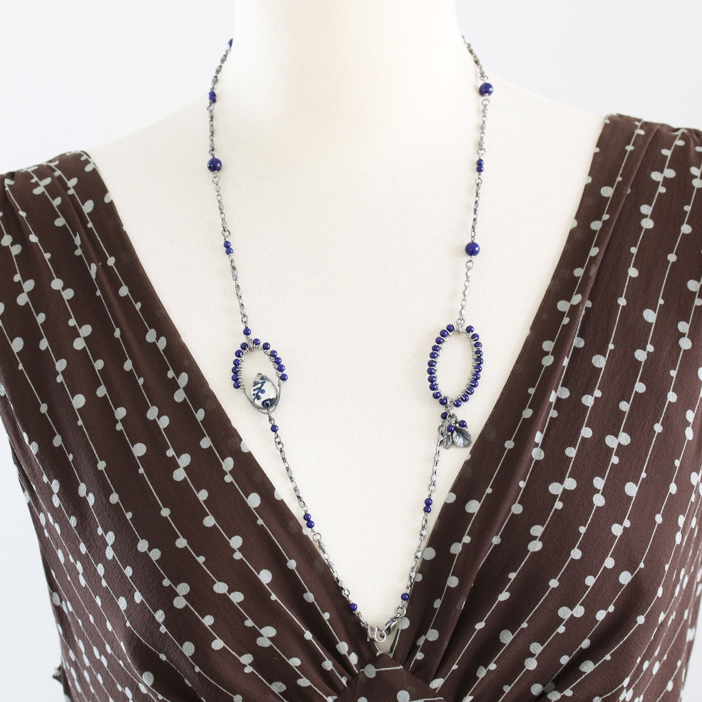 Eyeglass Chain Necklace Lapis Lazuli Blue TAMARUSAN