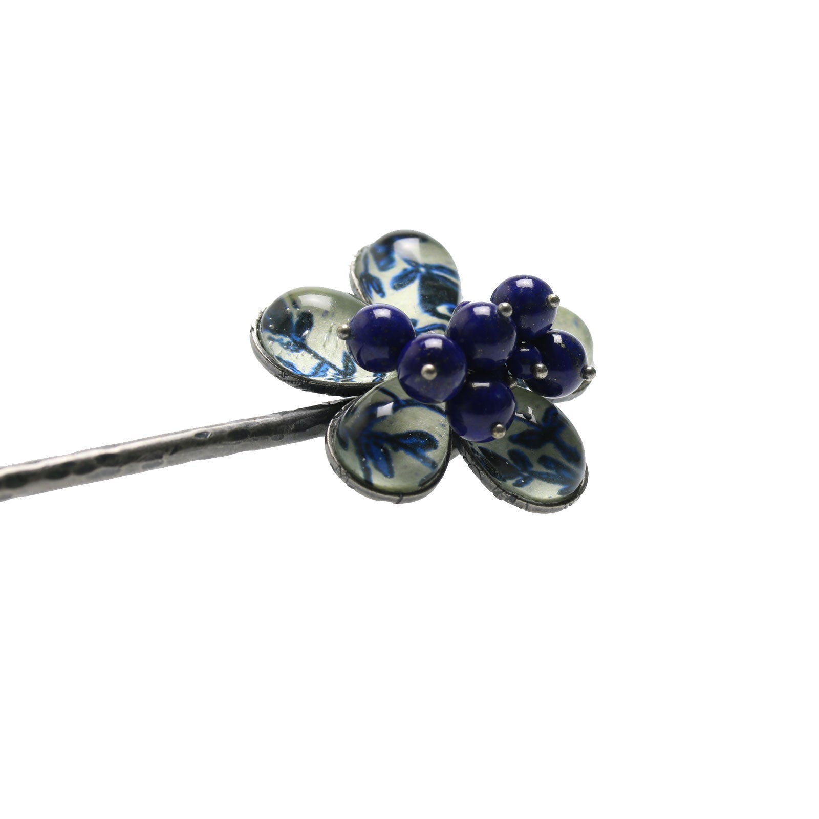 Stick Hairpin Flower Blue Lapis Lazuli TAMARUSAN