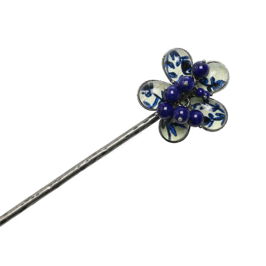 Stick Hairpin Flower Blue Lapis Lazuli TAMARUSAN