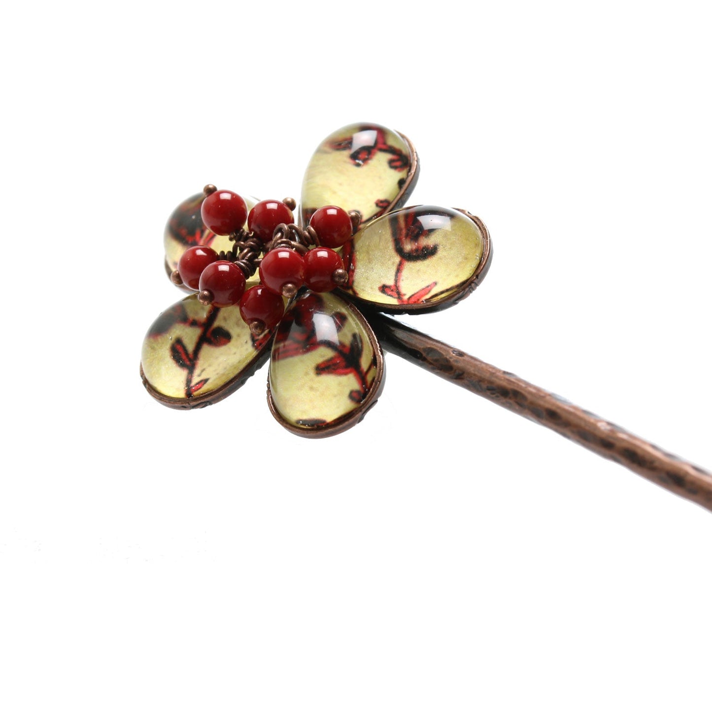 One Stick Hairpin Coral Flower Red TAMARUSAN