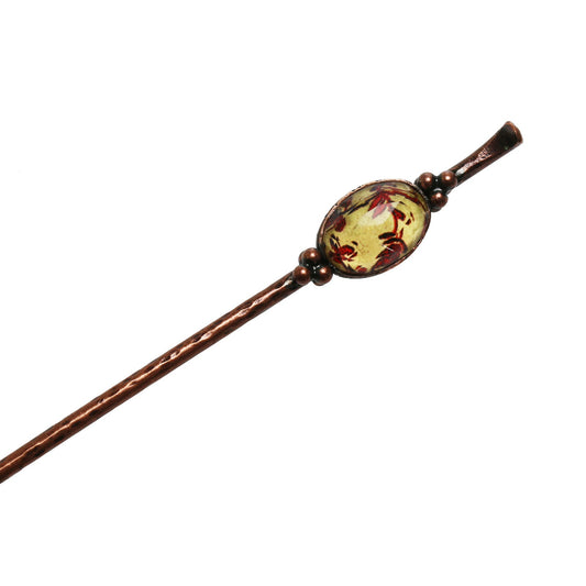 Hairpin Red Floral Antique Finished TAMARUSAN