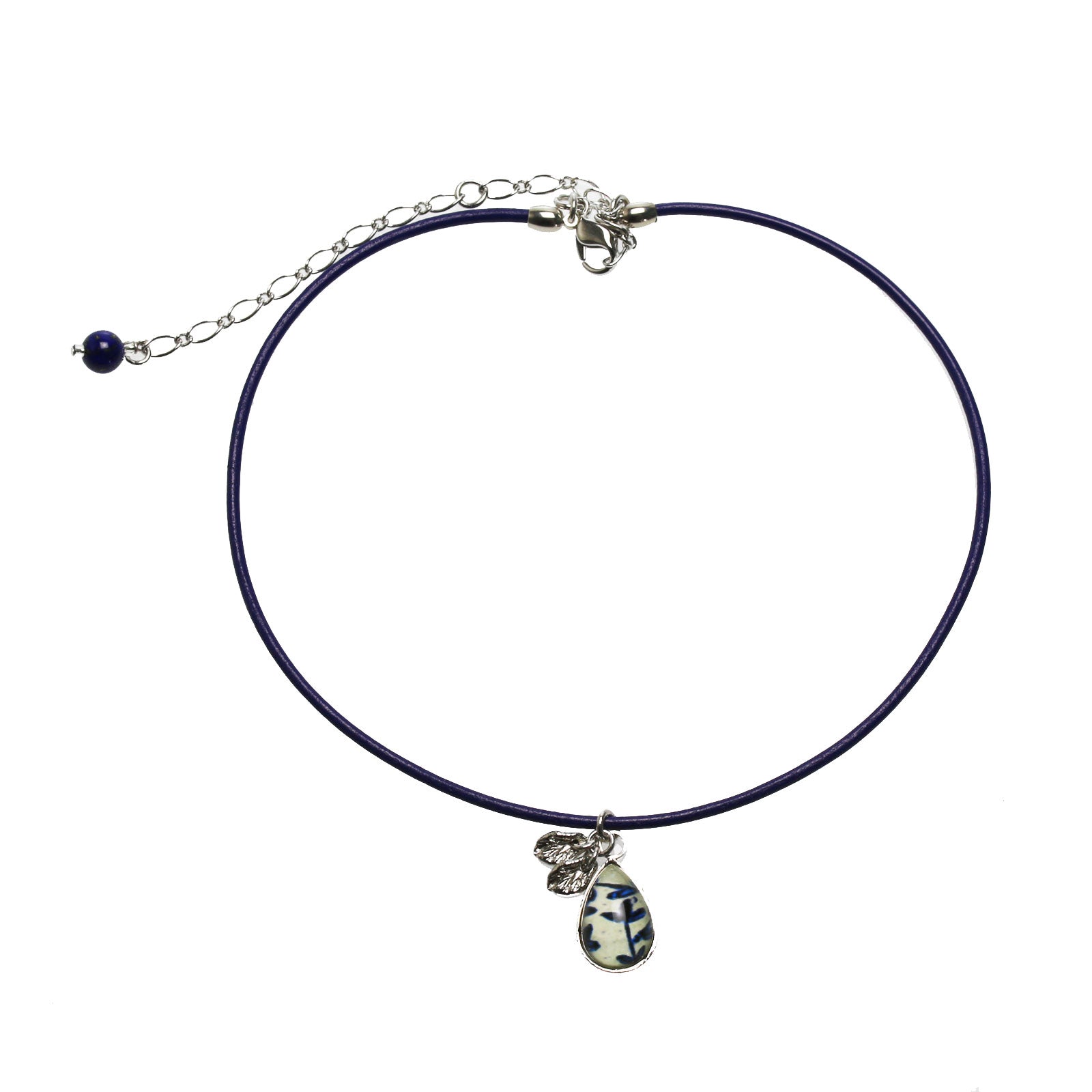 Blue Leather Choker Leaf TAMARUSAN