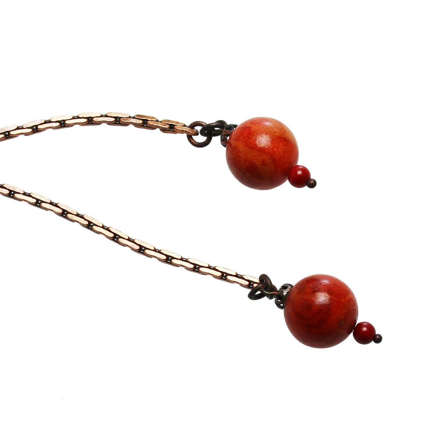 Bolo Tie Chain Red Flower Coral TAMARUSAN