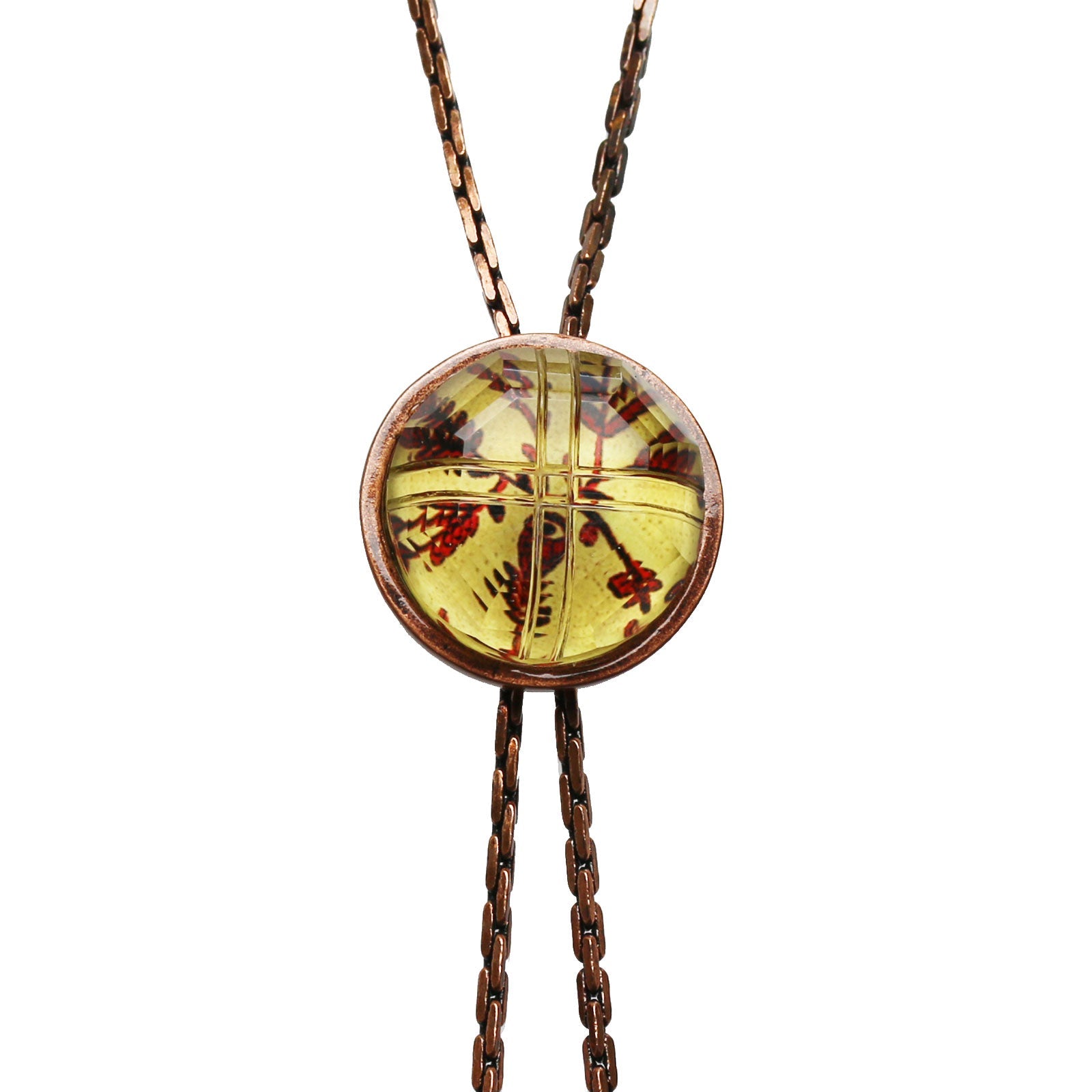 Bolo Tie Chain Red Flower Coral TAMARUSAN