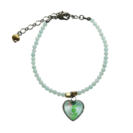 Bracelet Amazonite Heart Rose Blue TAMARUSAN