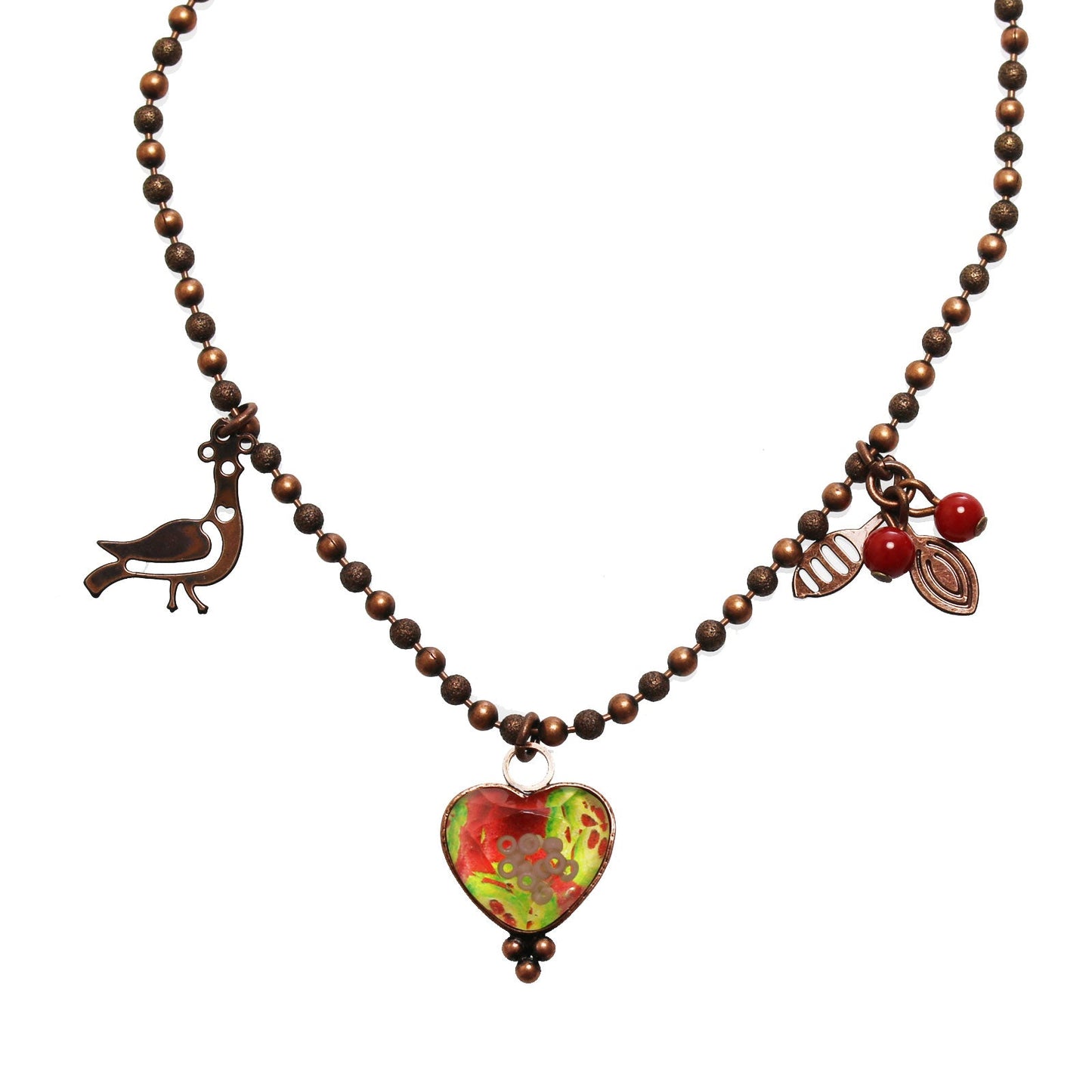 Anklet Heart Watermelon Red Coral (Dyed) TAMARUSAN