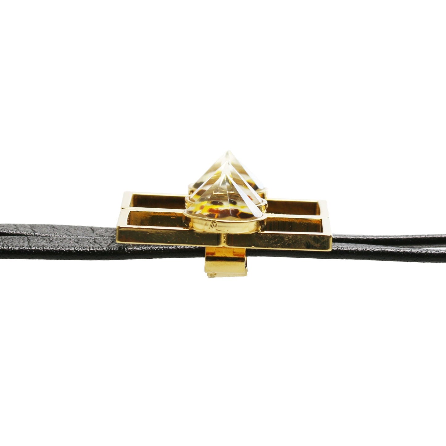 Leather Straps Bolo Tie Flat String Tiger Cat Yellow TAMARUSAN