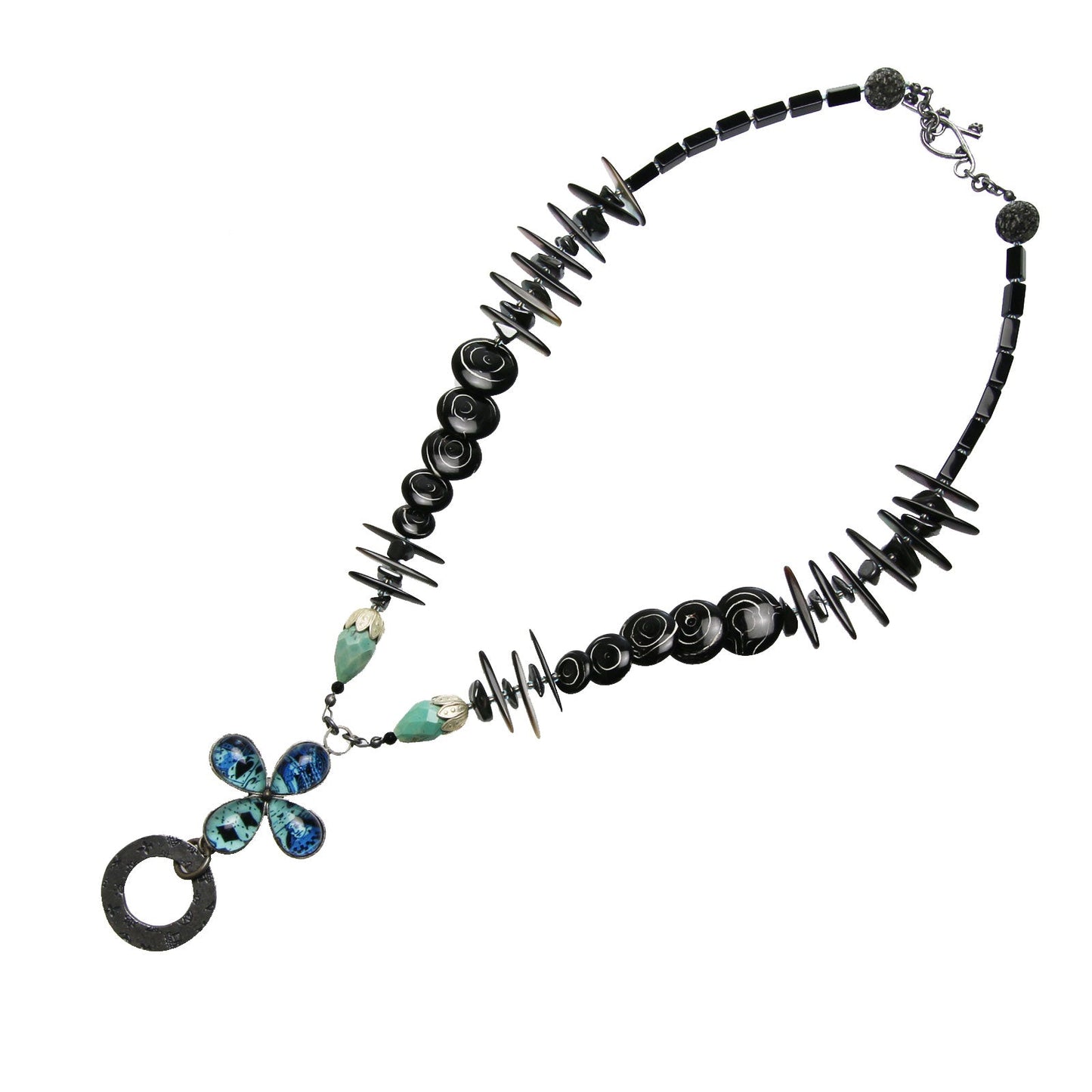 Eyeglass Holder Onyx Coral Blue Necklace TAMARUSAN