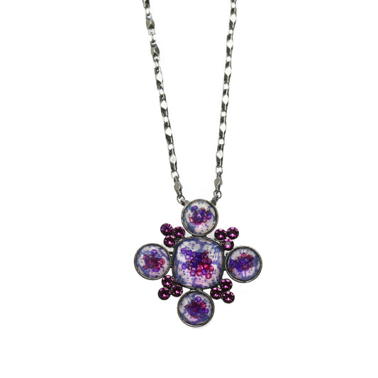 Brooch Necklace Purple Plum Rhinestone TAMARUSAN