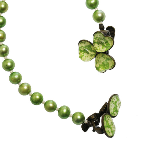 Collar Clip Decorative Necklace Freshwater Pearl Plum Violet Green TAMARUSAN