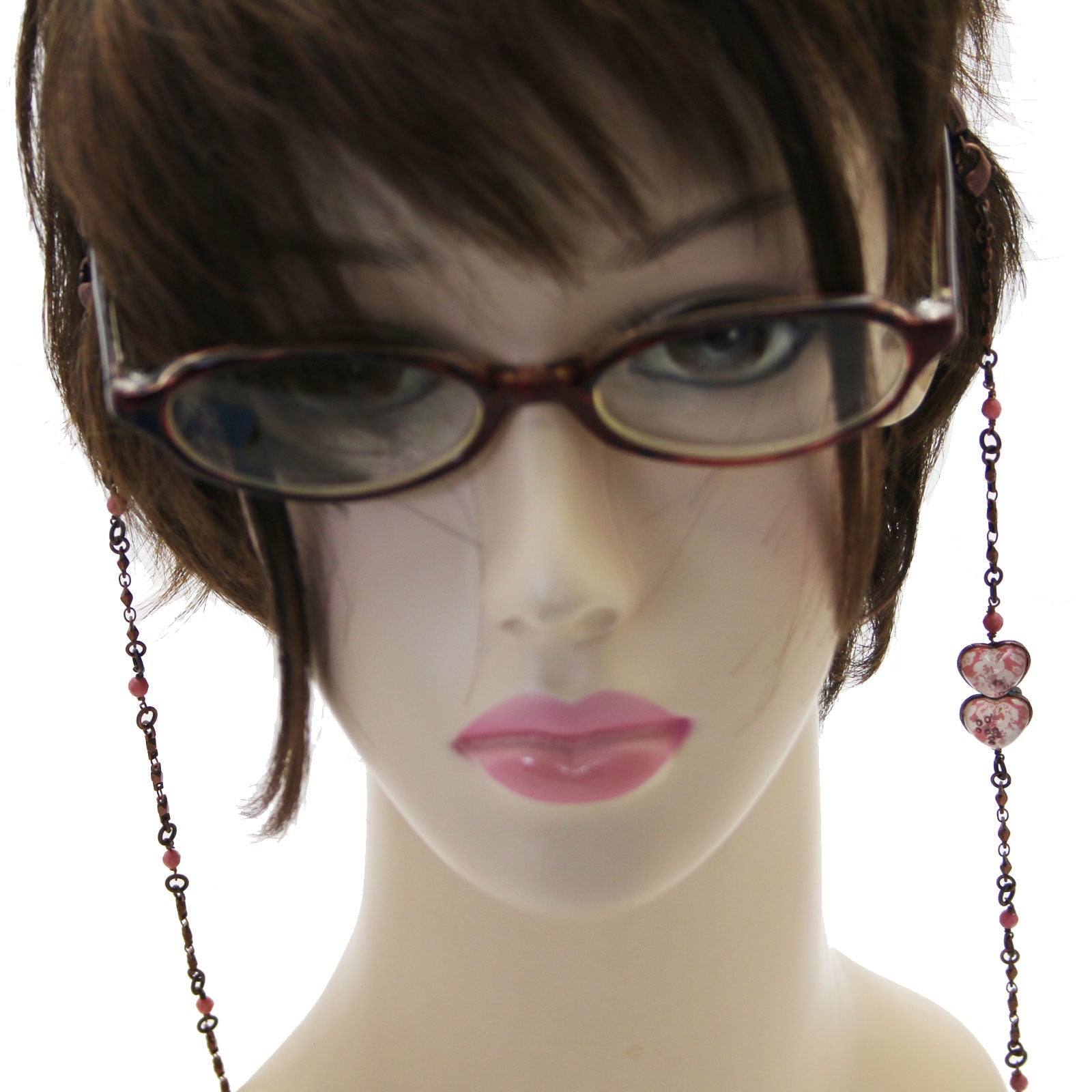 Eyeglass Chain Necklace Heart Plum Pink TAMARUSAN