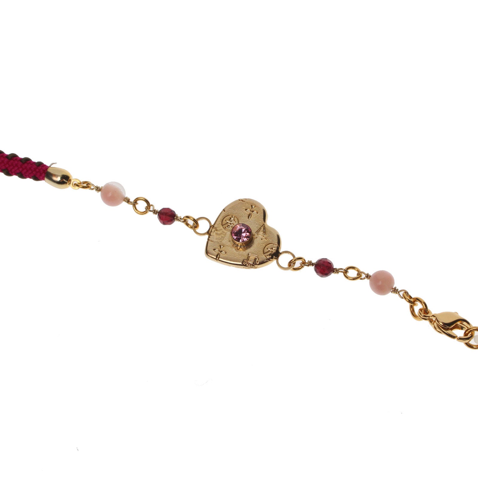 Eyeglass Chain Necklace Plum Garnet Ribbon Pink TAMARUSAN
