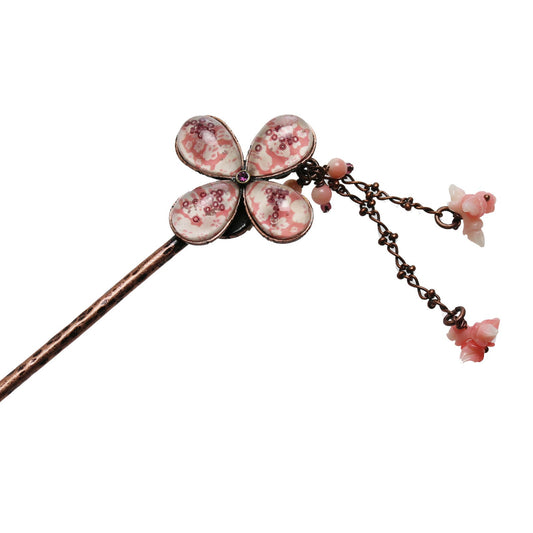 Stick Hairpin Plum Pink Flower Coral TAMARUSAN