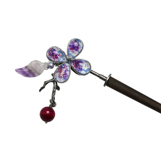 Changeable Ornament Hairpin Flower Purple TAMARUSAN