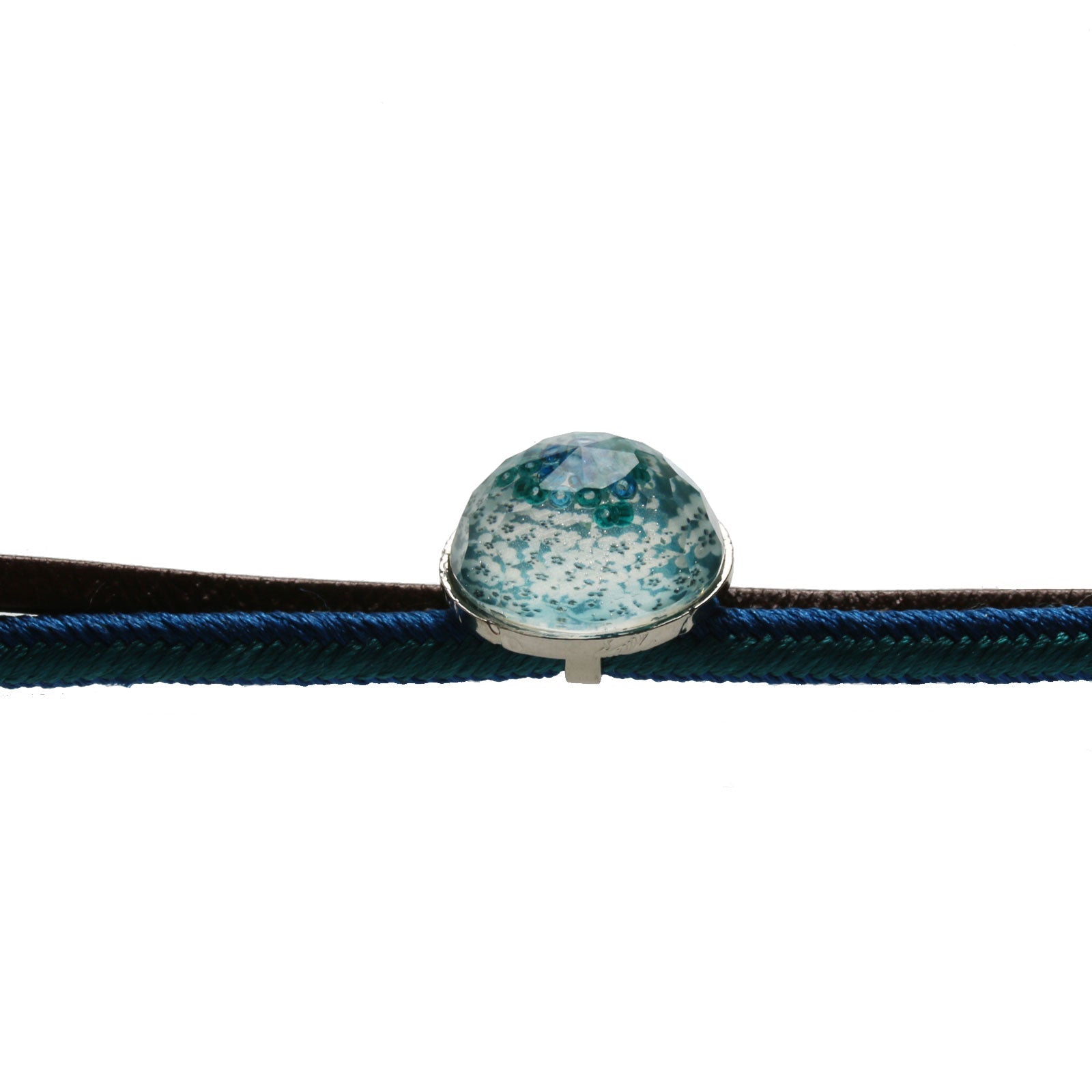 Choker Blue Plum Leather Silk Braid TAMARUSAN
