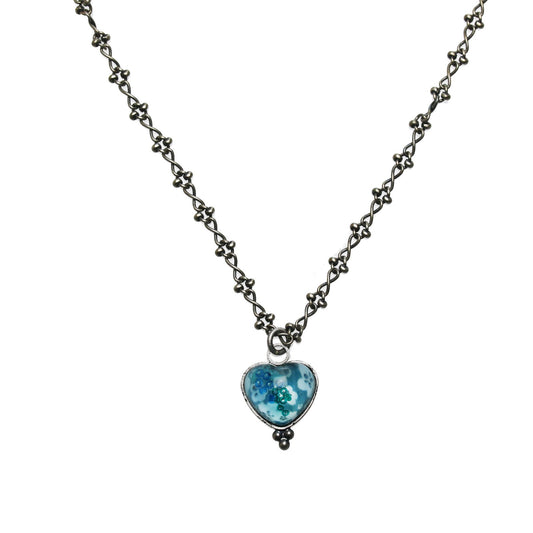 Necklace Heart Blue Antique Style TAMARUSAN