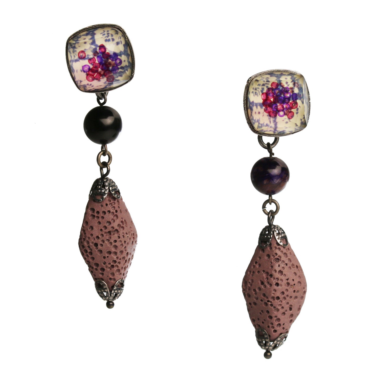 Pierced Earrings Purple Stichtite TAMARUSAN