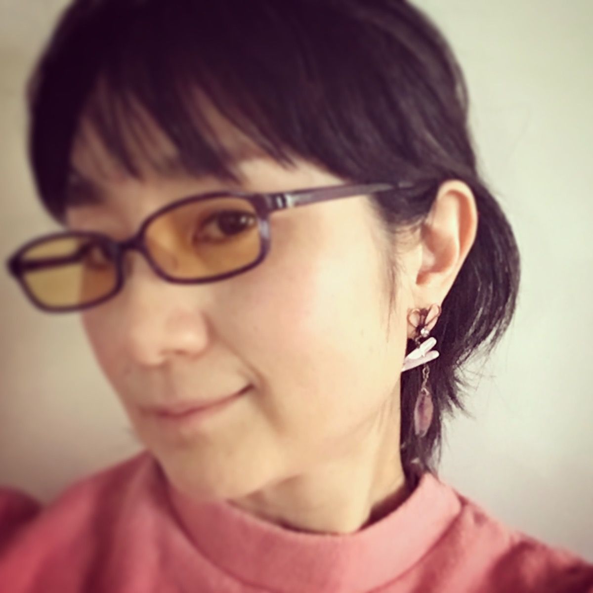 Mismatched Stud Earrings Pink Flower Amethyst TAMARUSAN