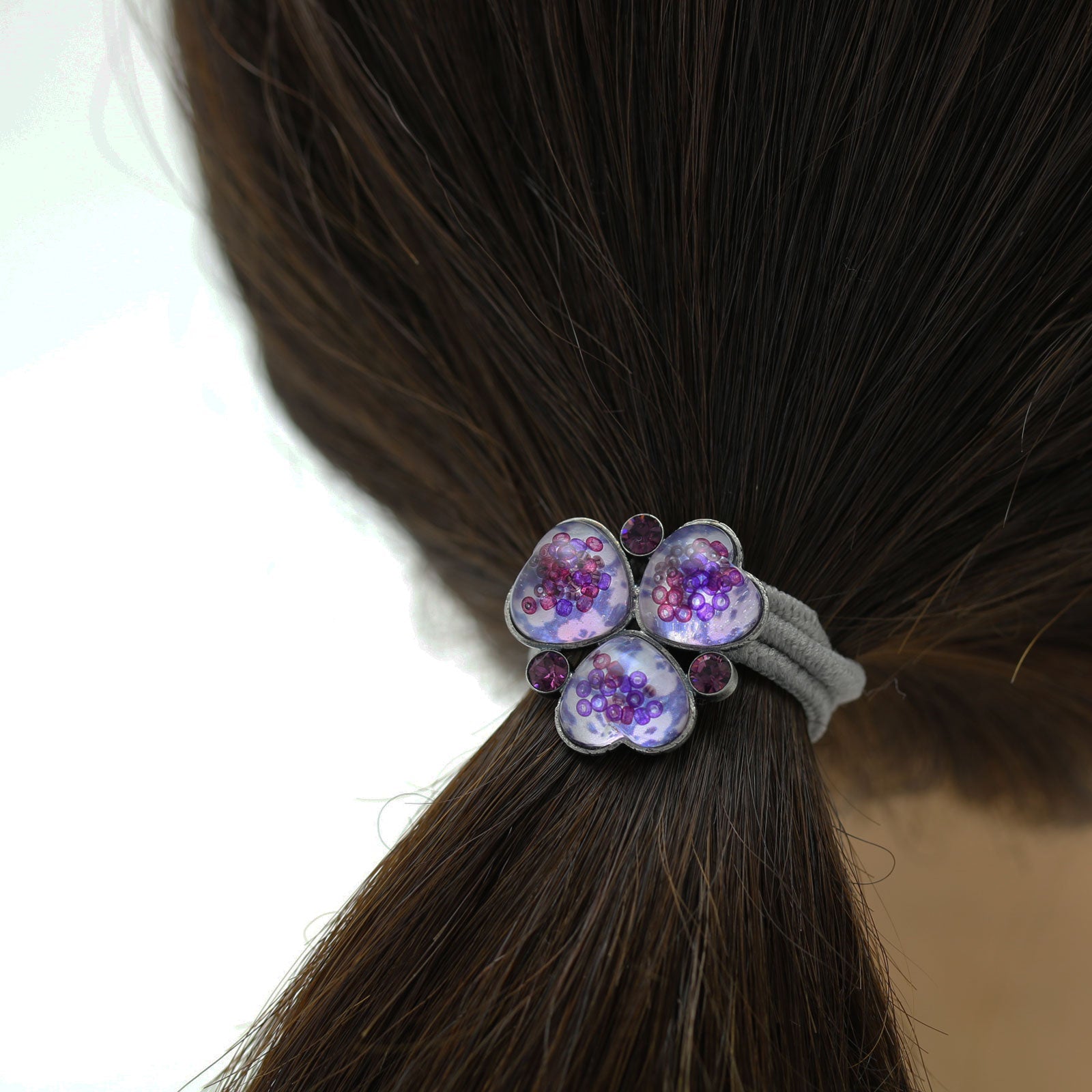 Gorgeous Hair Elastic Purple Flower Rhinestone TAMARUSAN