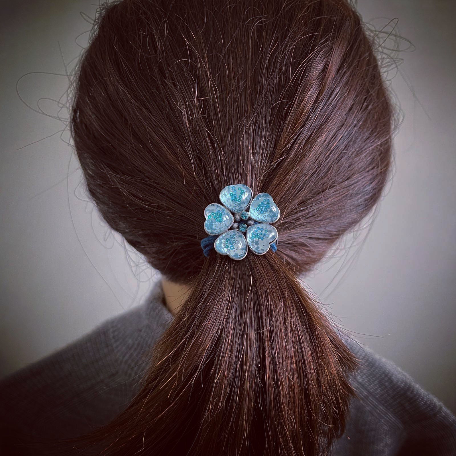 Flower Hair Elastic Plum Cake Blue TAMARUSAN