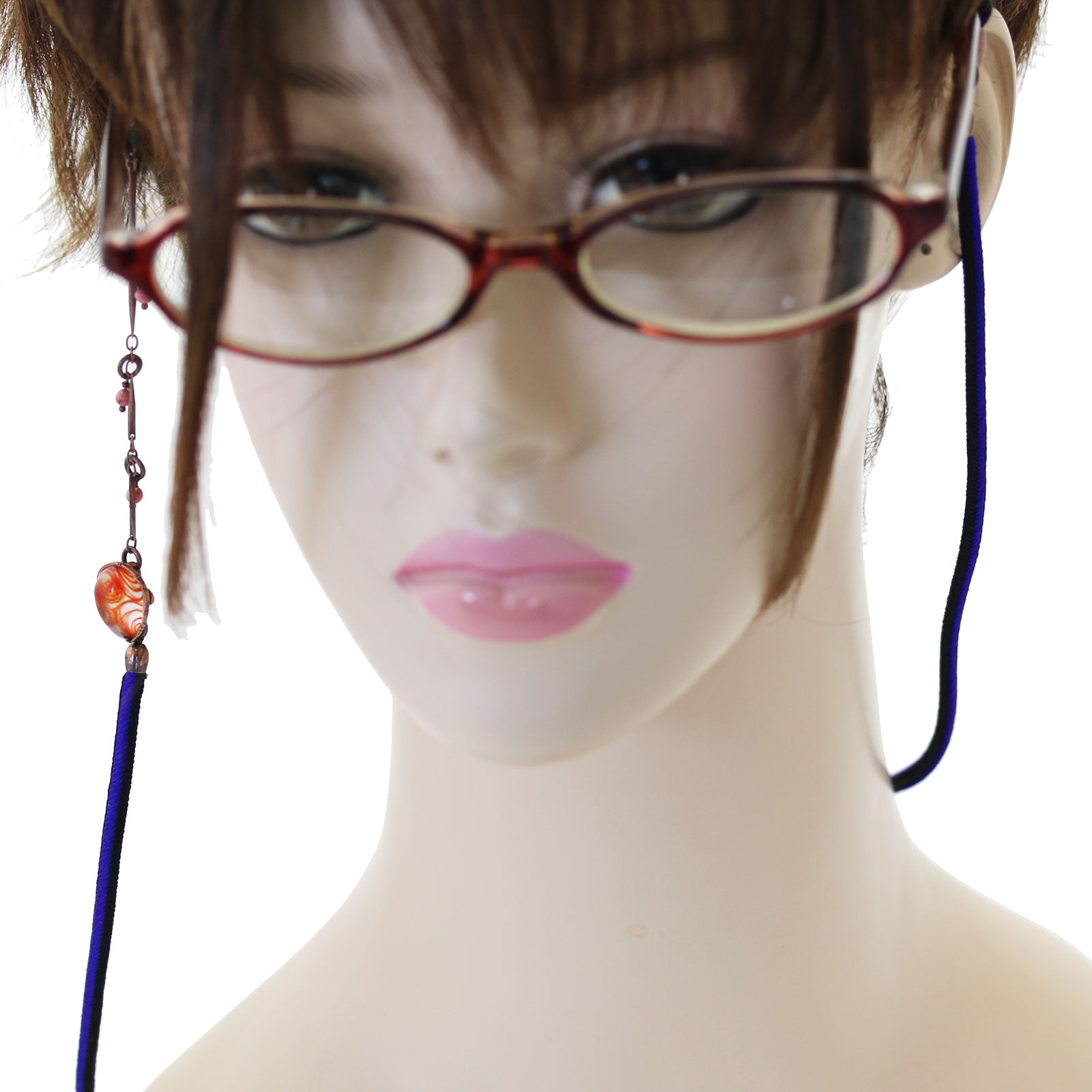Eyeglass Chain Orange Silk Rhodonite TAMARUSAN