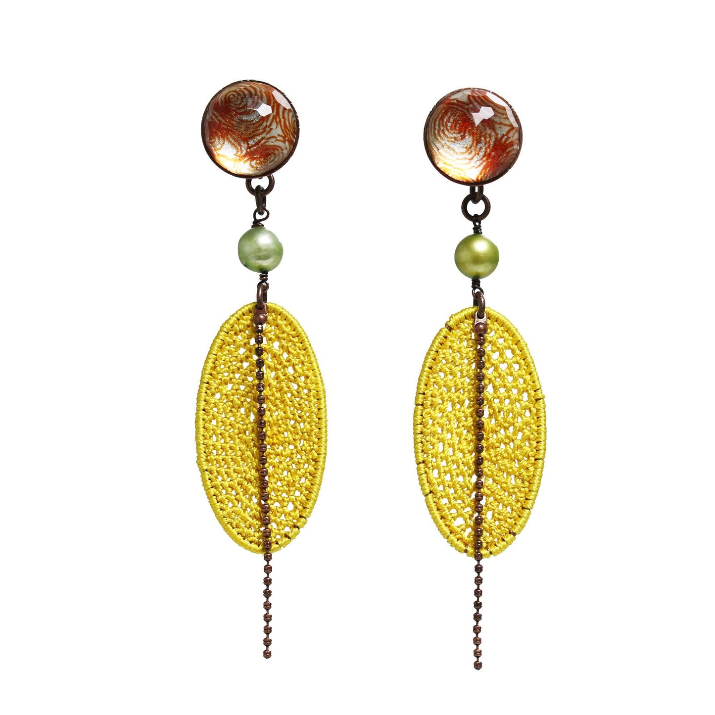Stud Earrings Silk Yellow Thread TAMARUSAN
