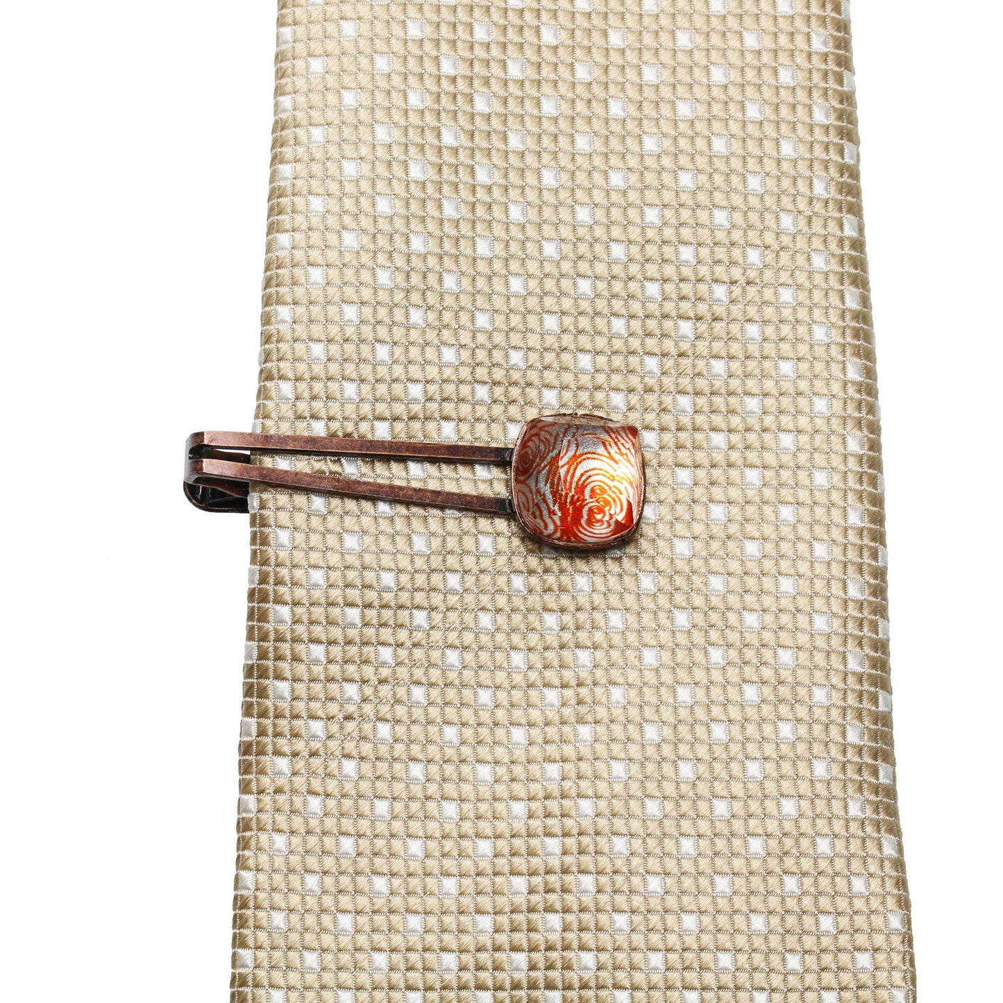 Simple Tie Clip Orange Square Gift TAMARUSAN