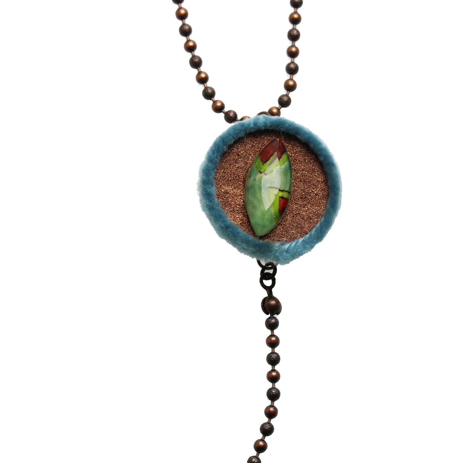 Necklace Amazonite Lemon Felt Handmade Blue TAMARUSAN