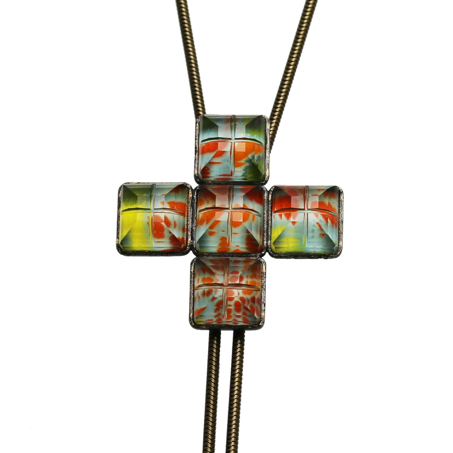 Bolo Tie Chain Carnelian Amazonite Cross Multicolor TAMARUSAN