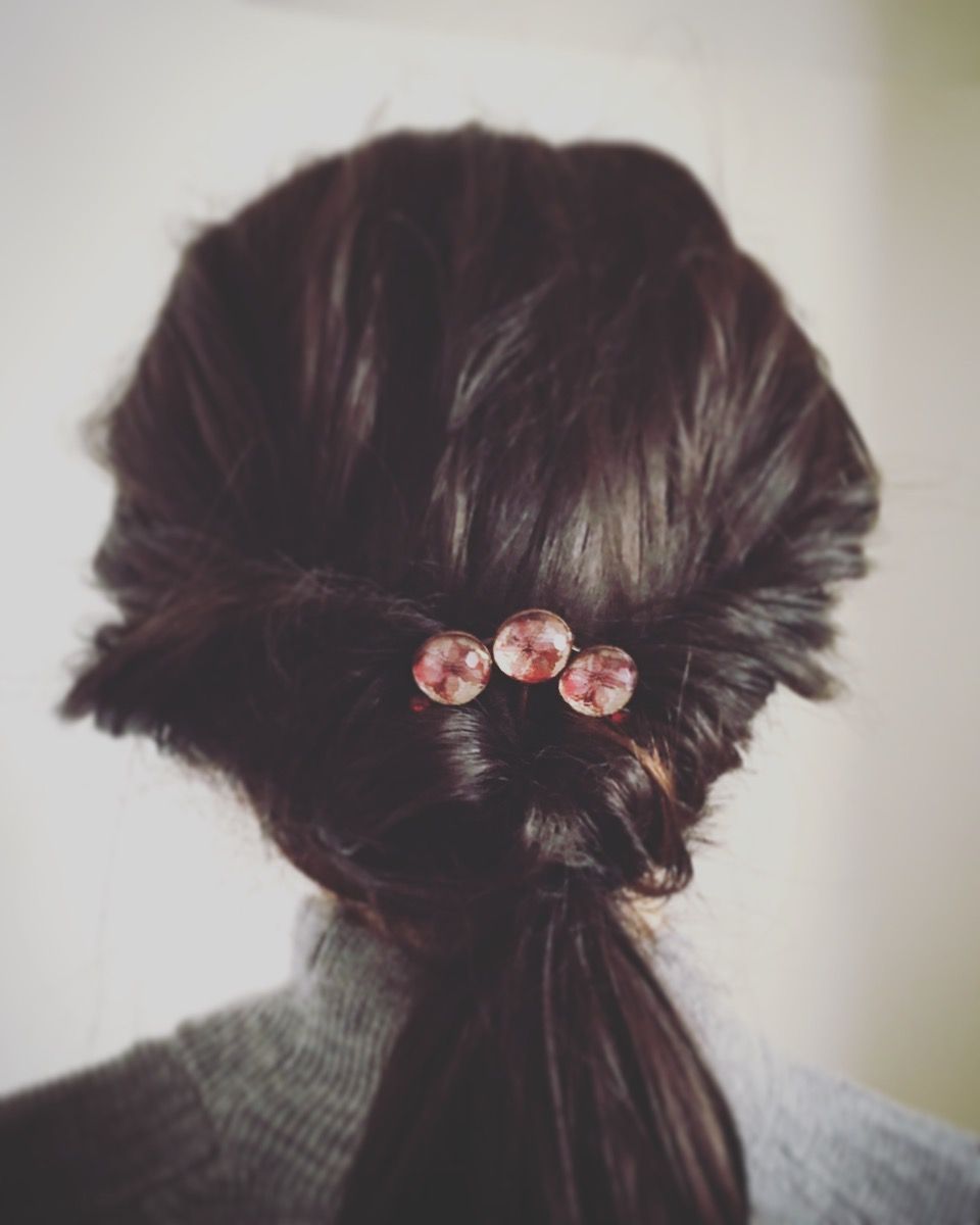 Hair Comb Red Lily Stylish TAMARUSAN