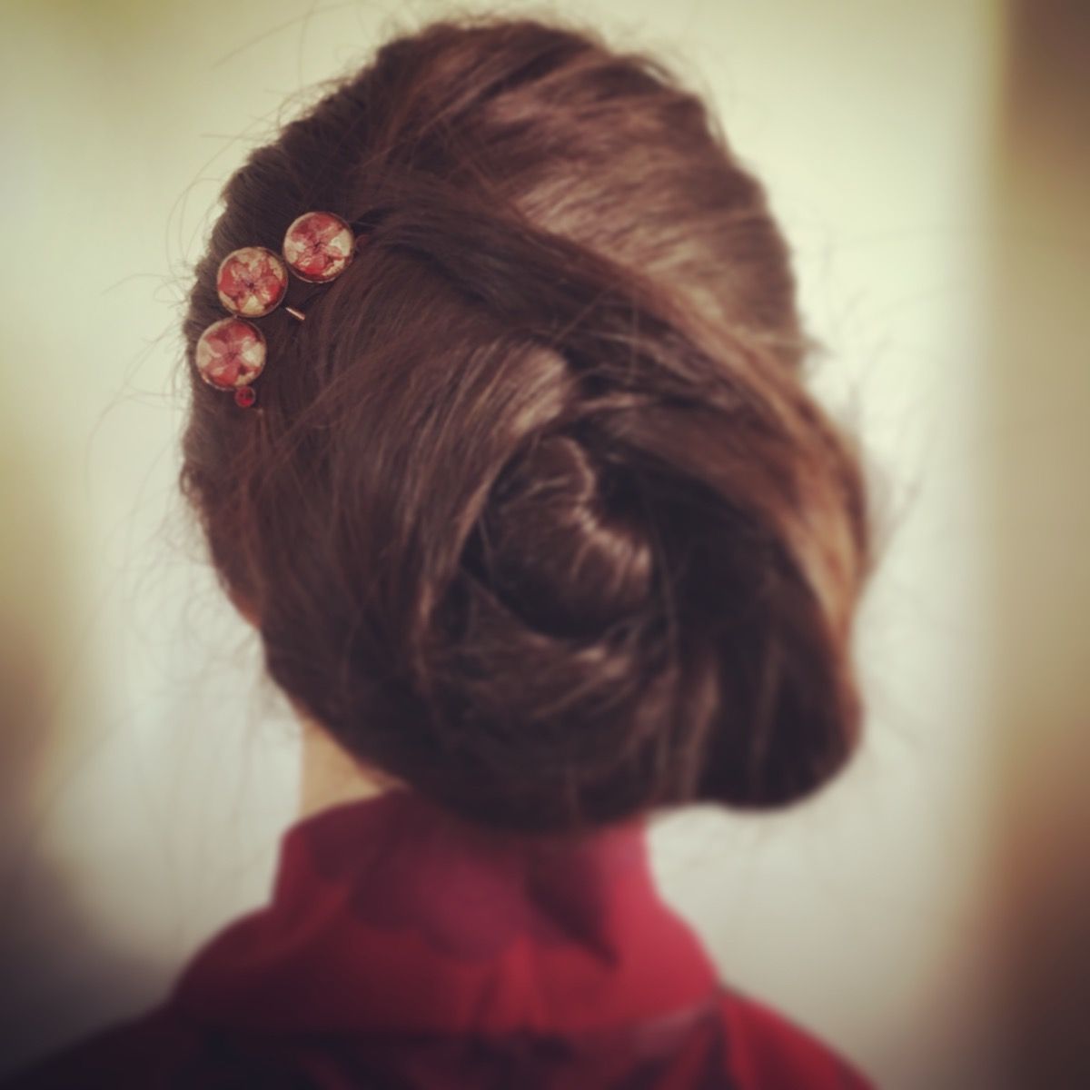 Hair Comb Red Lily Stylish TAMARUSAN