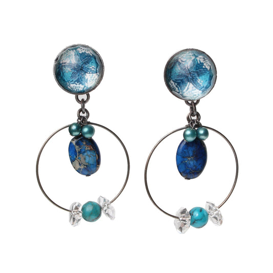 Hoop Earrings Blue Turquoise Lily TAMARUSAN