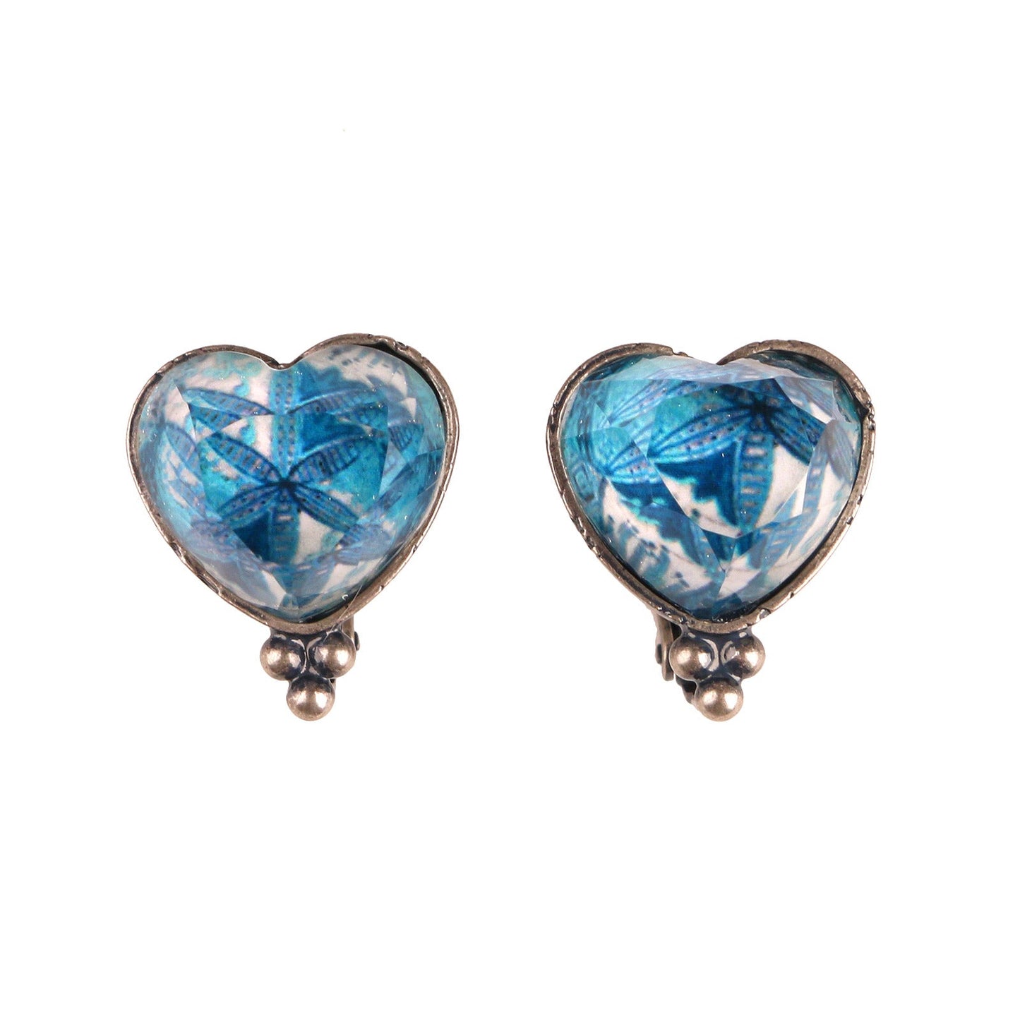 Earrings Blue Heart Lily TAMARUSAN