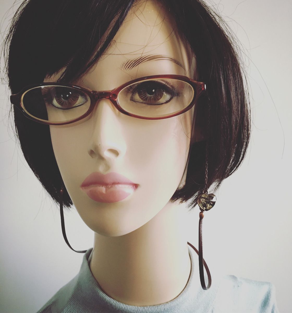 Eyeglass Chain Lily Leather Heart Brown TAMARUSAN