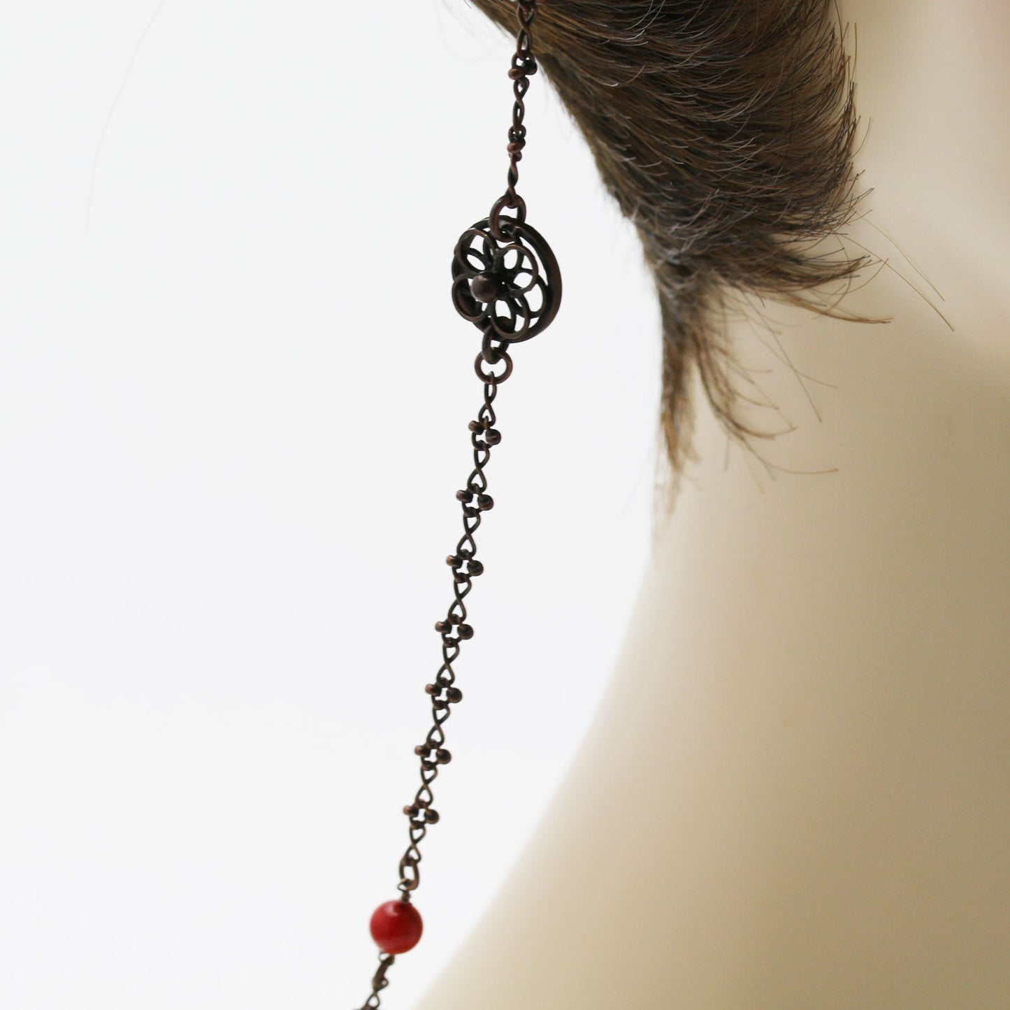Eyeglass Chain Floral Antique Style Red TAMARUSAN