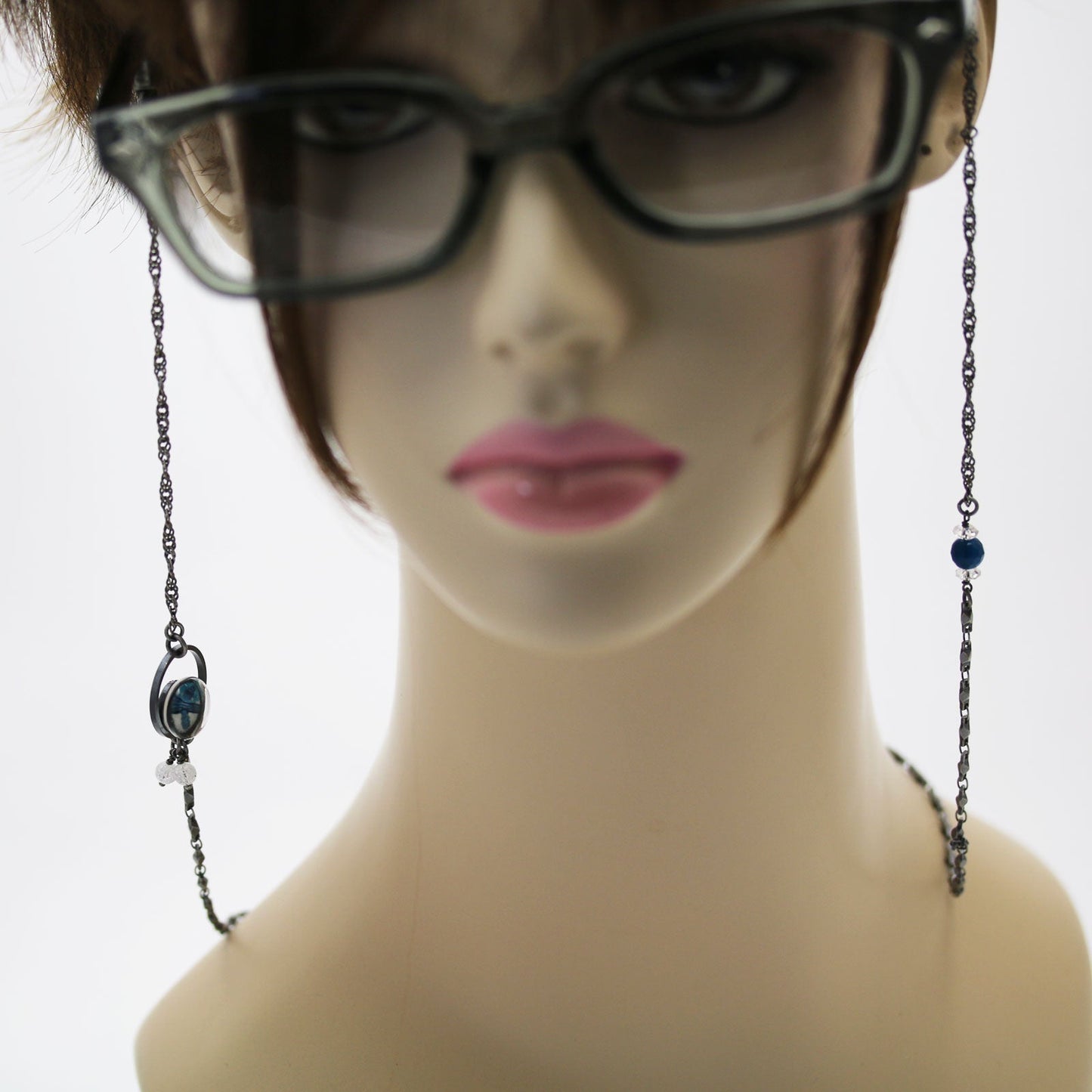 Eyeglass Chain Lily Blue Antique Quartz TAMARUSAN