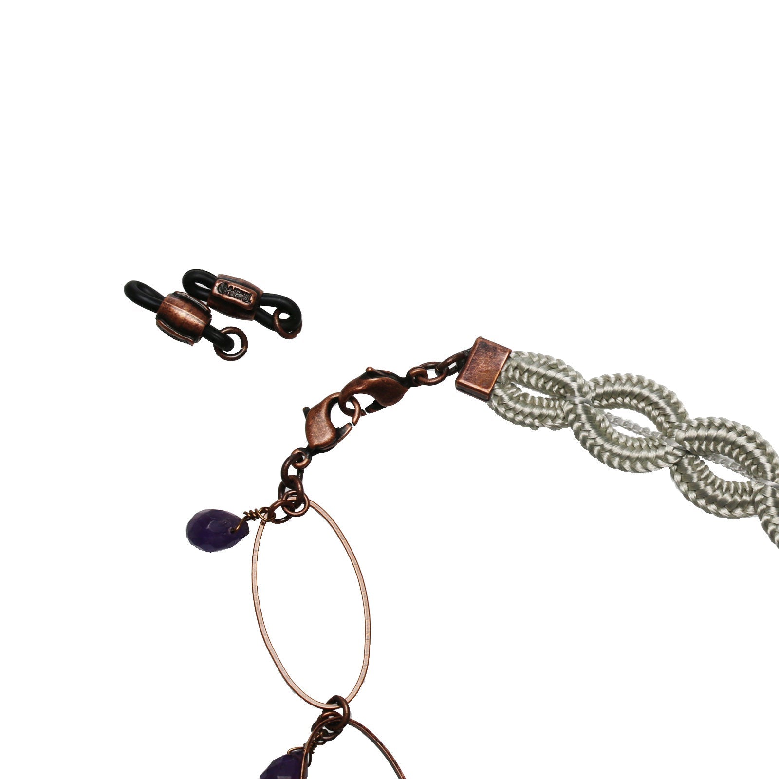 Eyeglass Chain Necklace Purple Ribbon Lily Amethyst TAMARUSAN