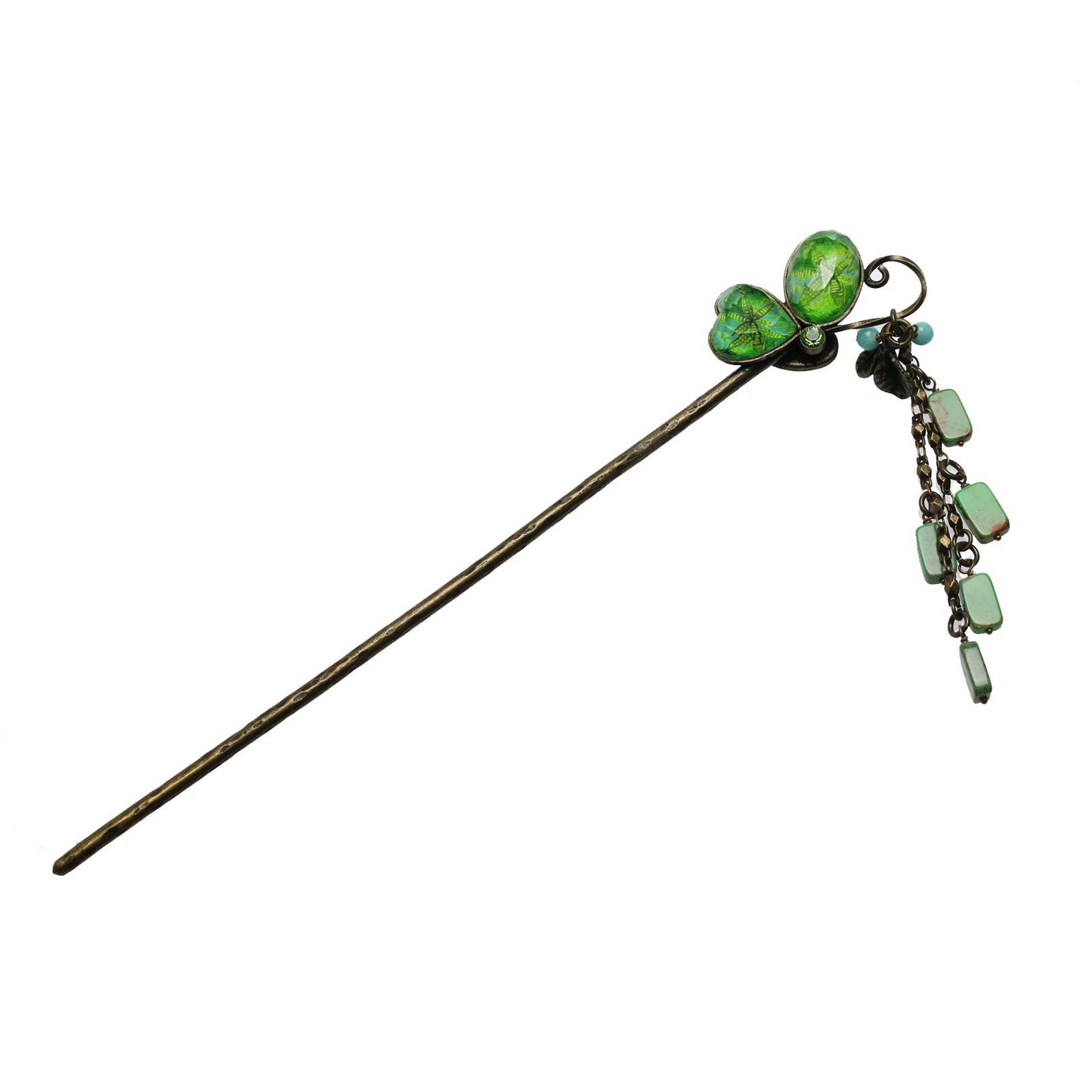One Stick Hairpin Butterfly Green Turquoise TAMARUSAN