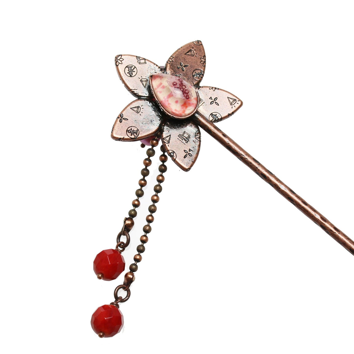 One Stick Hairpin Flower Pink Garnet TAMARUSAN