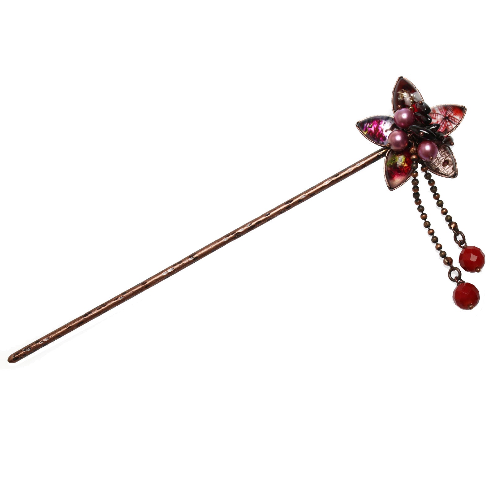 One Stick Hairpin Flower Pink Garnet TAMARUSAN