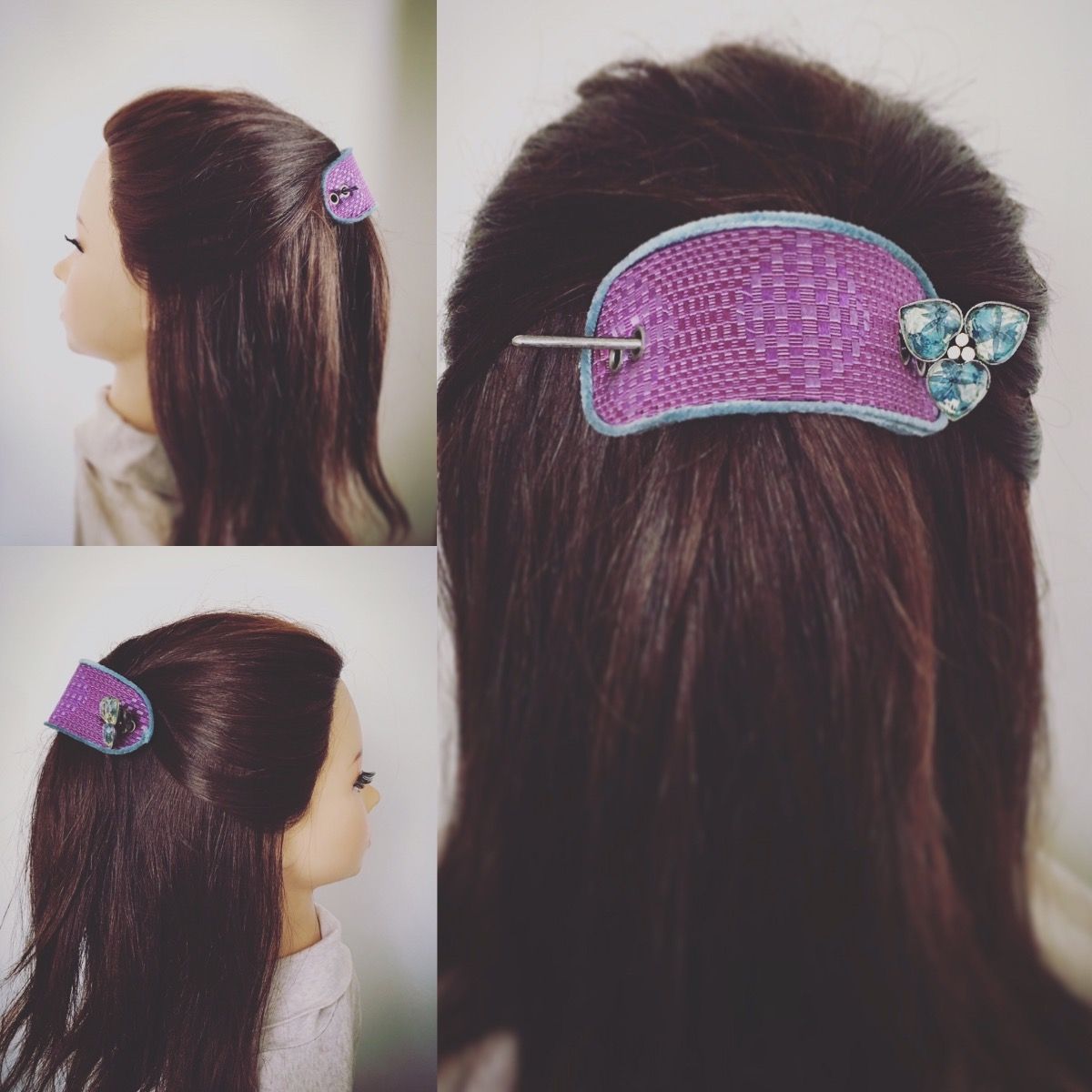 Hairpin Barrette Purple Blue Handmade TAMARUSAN