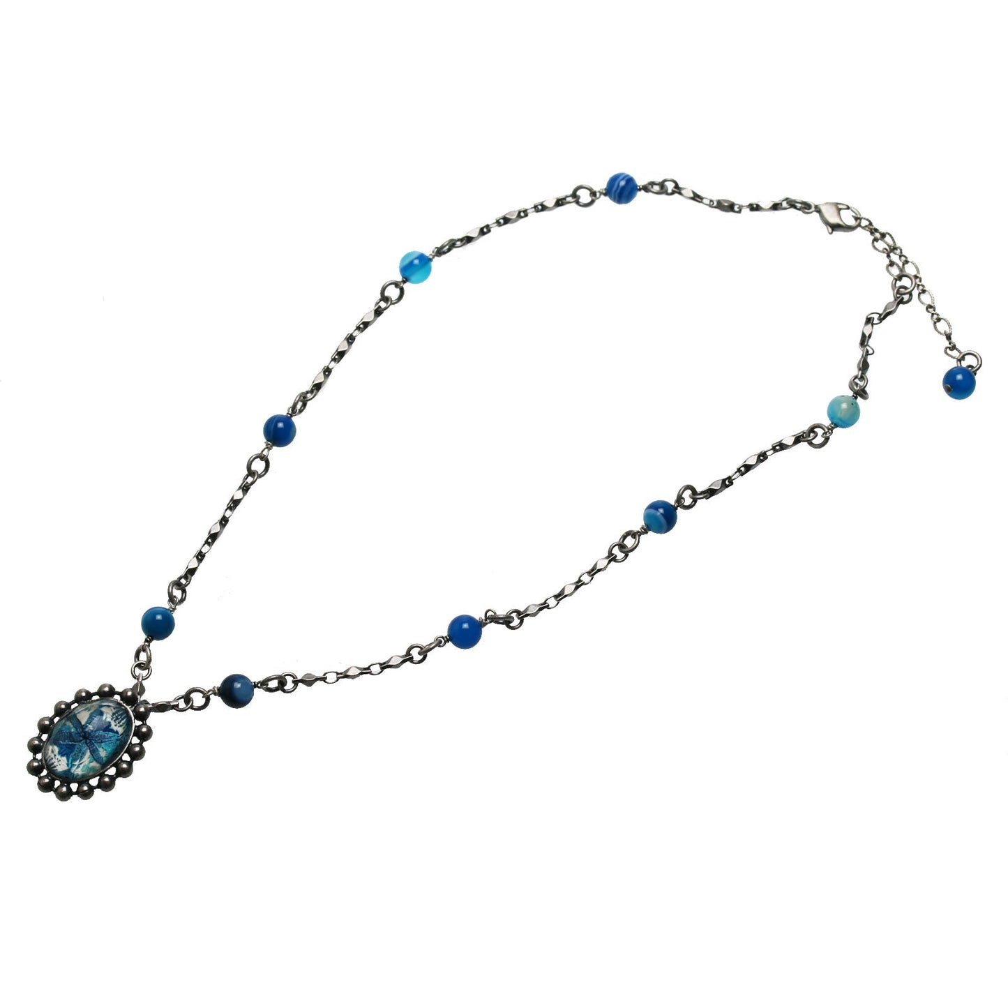 Necklace Lily Blue Agate Fashionable TAMARUSAN