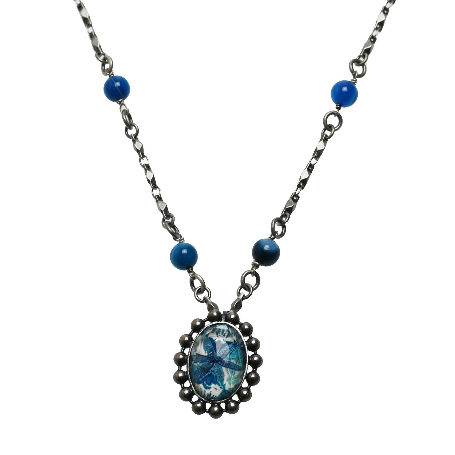 Necklace Lily Blue Agate Fashionable TAMARUSAN