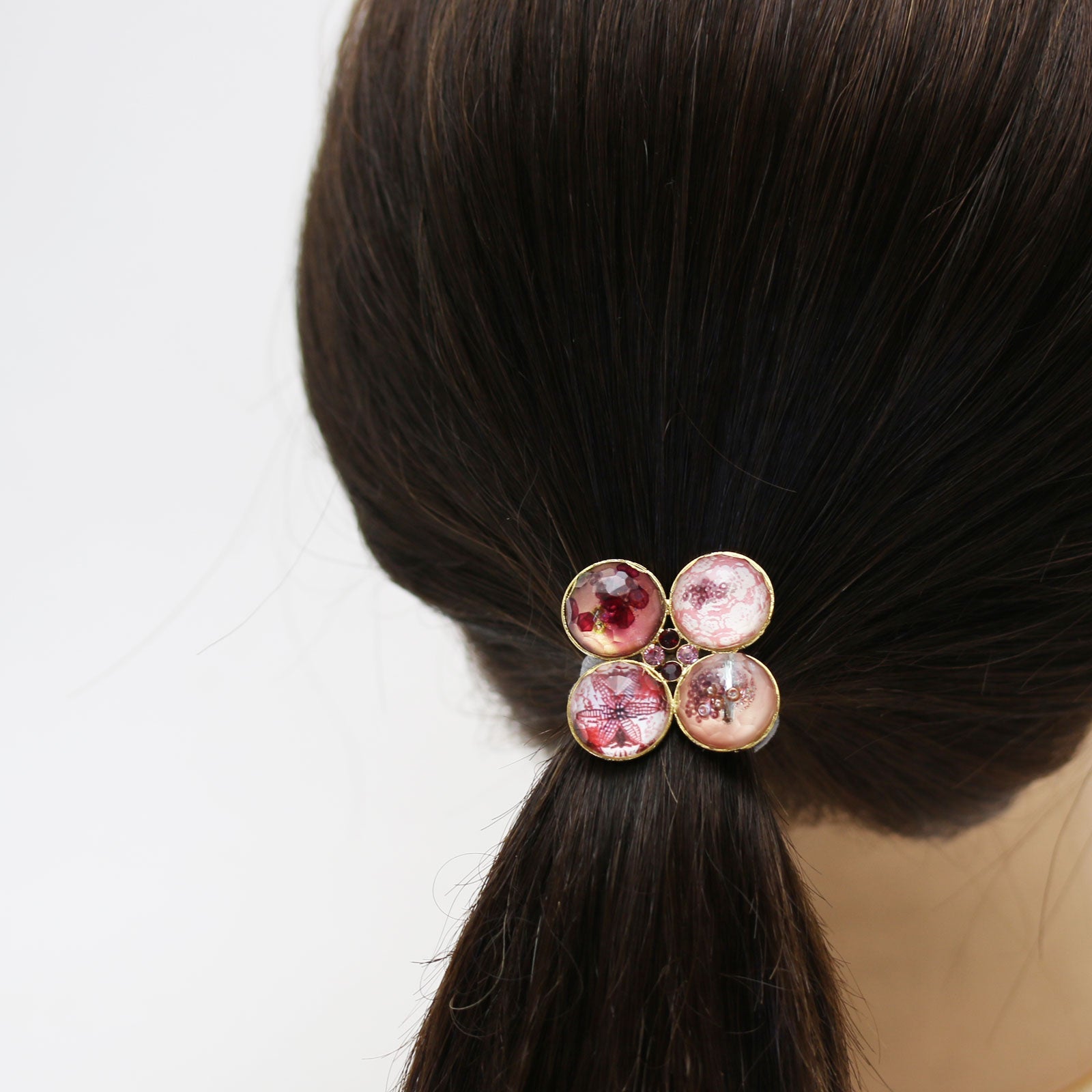 Sleek Hair Elastic Pink Flower Resin TAMARUSAN
