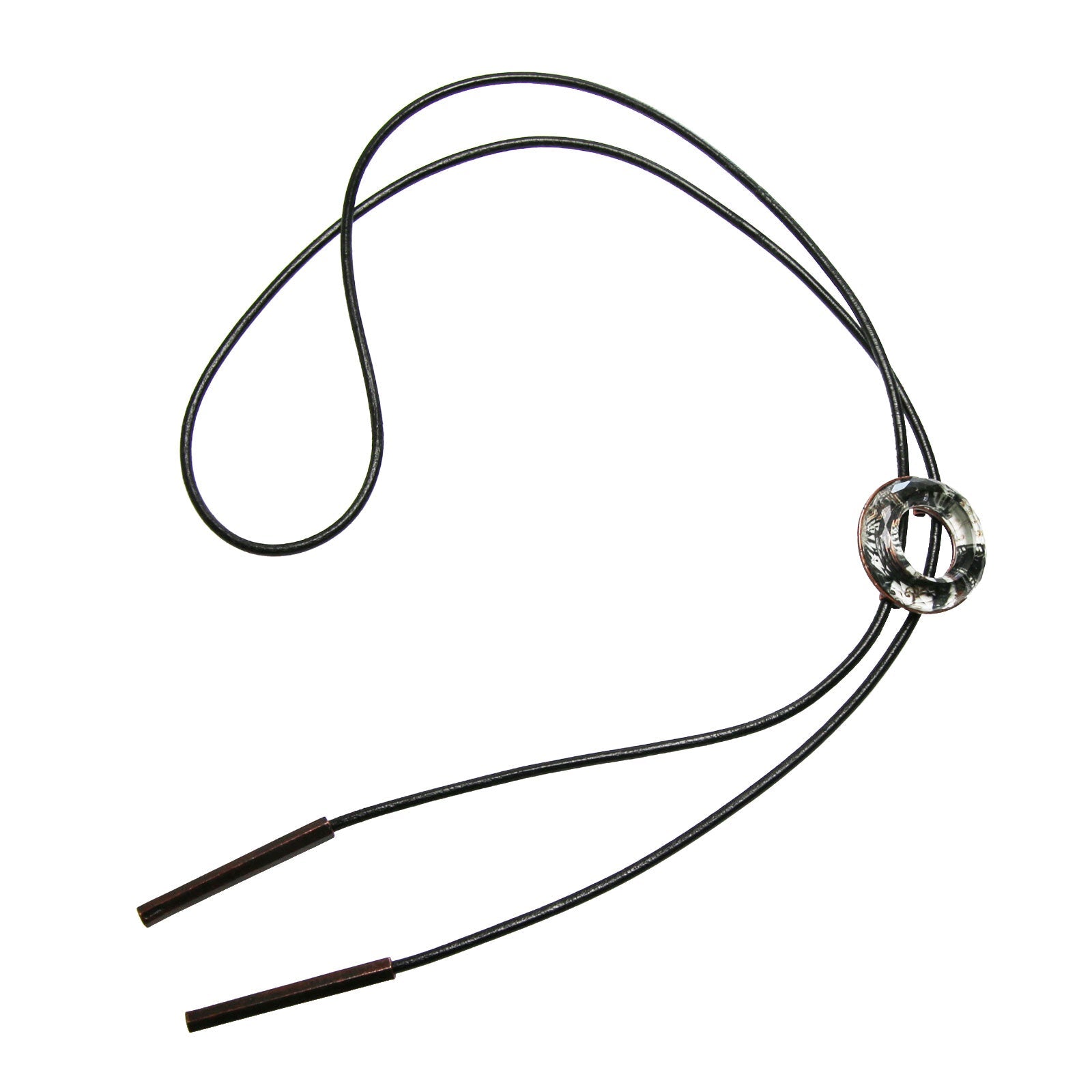Leather Strap Bolo Tie Lily Donut-Shaped White TAMARUSAN